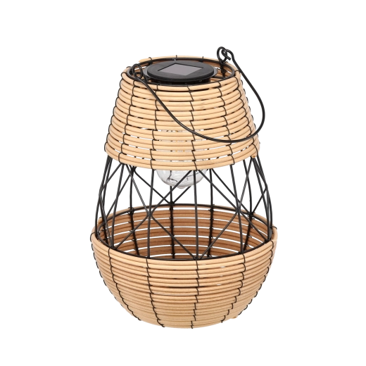 Solarna kovinska lanterna v črno-bež barvi 32 cm