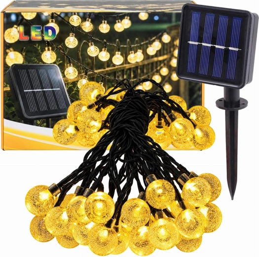 Sončna vrtna svetlobna veriga s kroglicami, 50 LED, 7,5 m