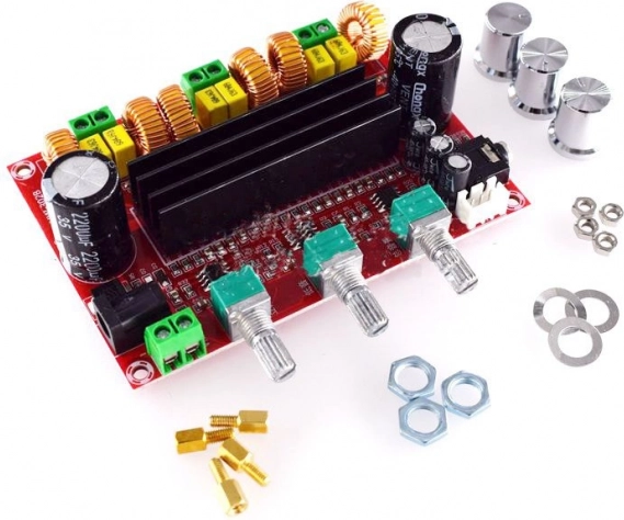 Močnostni ojačevalnik 2.1 2x80W +100W (WOOFER) TPA3116D, 12V-24V TPA3116D2, Arduino