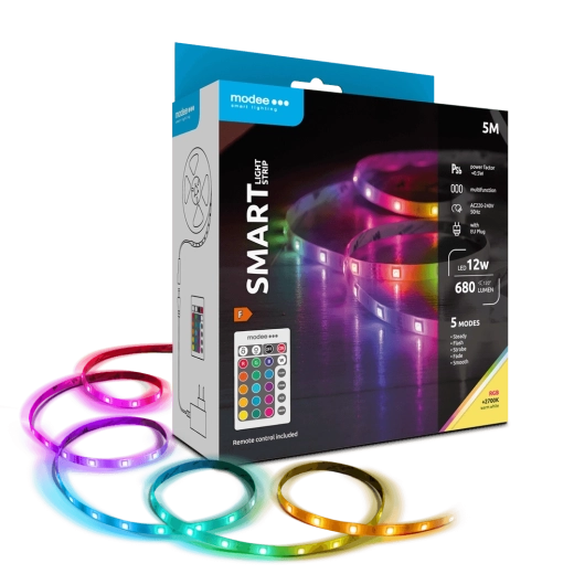 Modee LED Smart – pametni LED trak 12 W, 5 m, 2700K + RGB, 680 lm, IP20