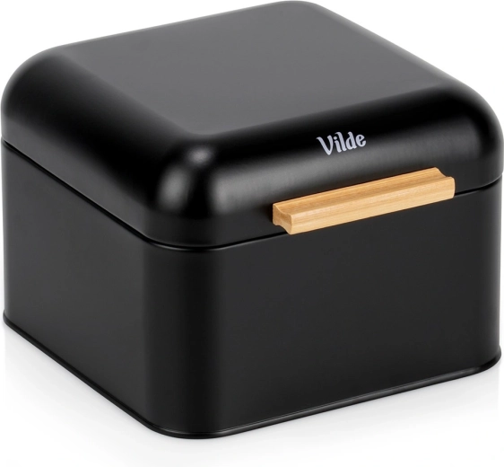 Črni kovinski zaboj za kruh 22 × 20 × 14,5 cm Vilde