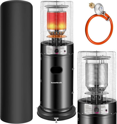 Plinski terasni grelec 11 kW s steklenim ohišjem, regulatorjem, cevjo in prevleko