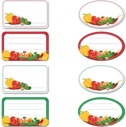 Samolepilne nalepke za vlaganje TORO, zelenjava, 96 kos