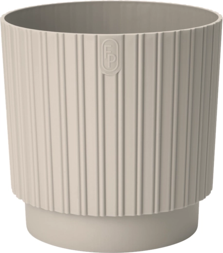 Lonček za rože MIKA Cyli Petit ECO iz reciklirane plastike 14 cm mandljev