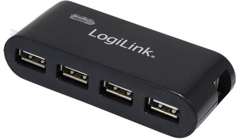 USB 2.0 razdelilnik s 4 vrati in napajalnim adapterjem, črn