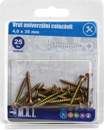 Universal full-thread screw 4 × 35 mm, zinc-plated (25 pcs)