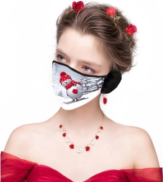 Božična maska z zaščito za ušesa Snegulček