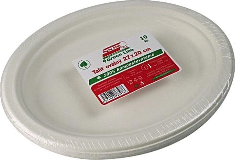 Ovalni enkratni krožniki iz celuloze 26 × 19 cm (10 kos)