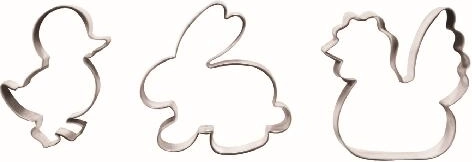 Velikonočni modelčki za piškote – piščanček, kokoš in zajec, komplet 3 kos