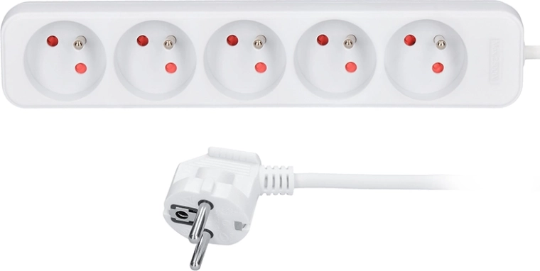Solight podaljšek s 5 vtičnicami, bel, 1,5 m