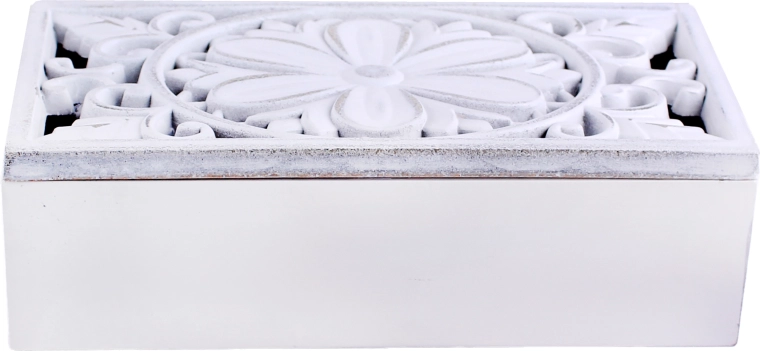Lesena bela škatla s 3 pregradami 23 × 11 × 7 cm