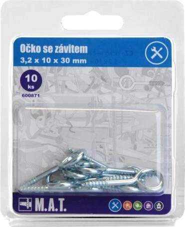 Zaprti ušesni vijak 30 × 10 × 3,2 mm, pocinkan, 10 kos