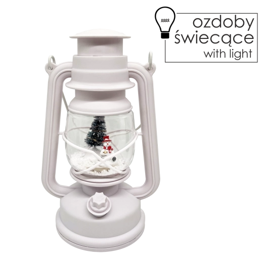 Božični lampijon z LED osvetlitvijo in glasbenim mehanizmom – snežak, bel