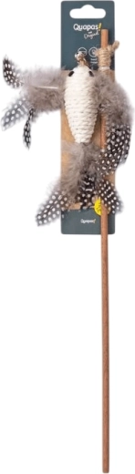 Quapas! naravna paličica za mačke z belim ptičkom in peresi