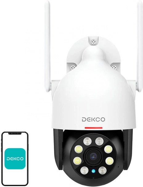 Zunanja Wi‑Fi kamera DEKCO 2K QHD s širokim kotom 166°