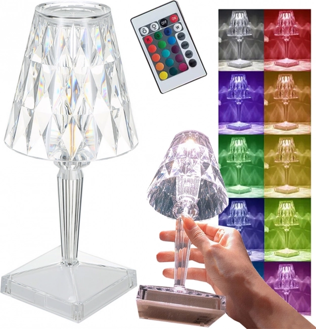 Kristalna RGB namizna LED svetilka z daljinskim upravljanjem in USB‑C