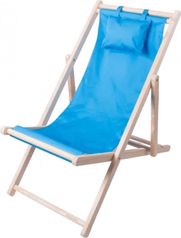 Leseni zložljiv plažni ležalnik z vzglavnikom