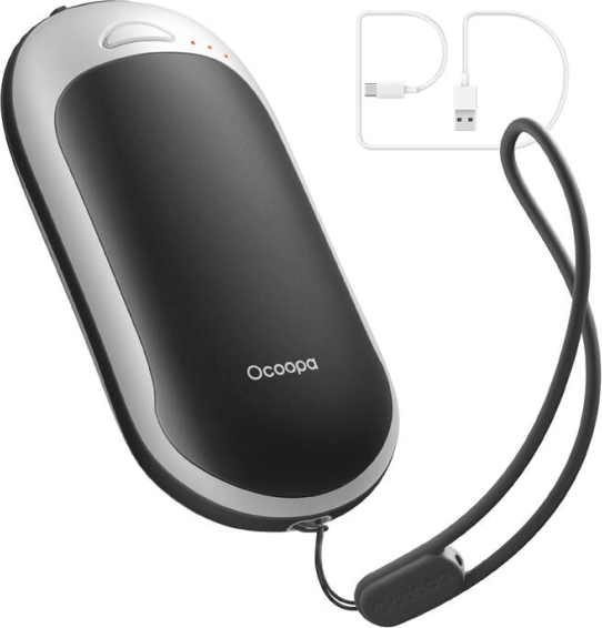 Ocoopa grelec rok in powerbanka 5000 mAh z USB-C, bela in črna