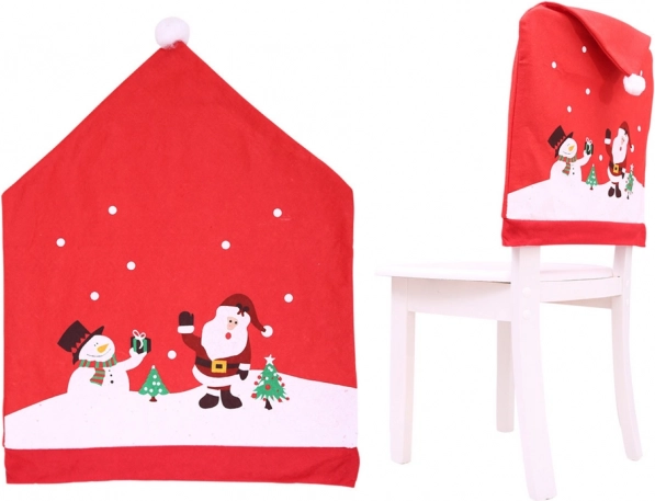 Božični rdeč pregrinjalo za stol z motivom snežaka in Božička 60 × 48 cm