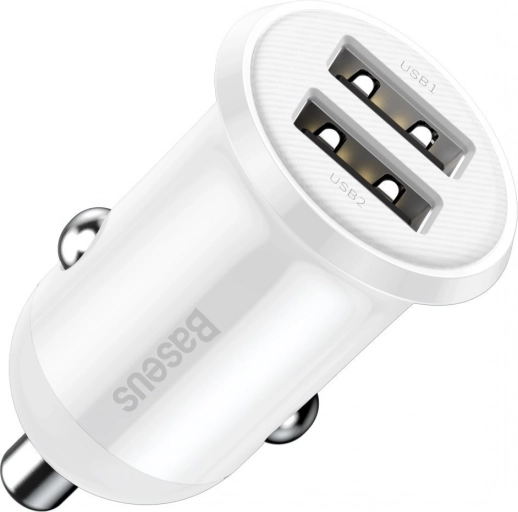 Avtopolnilnik 2x USB Baseus, 4,8A, bela