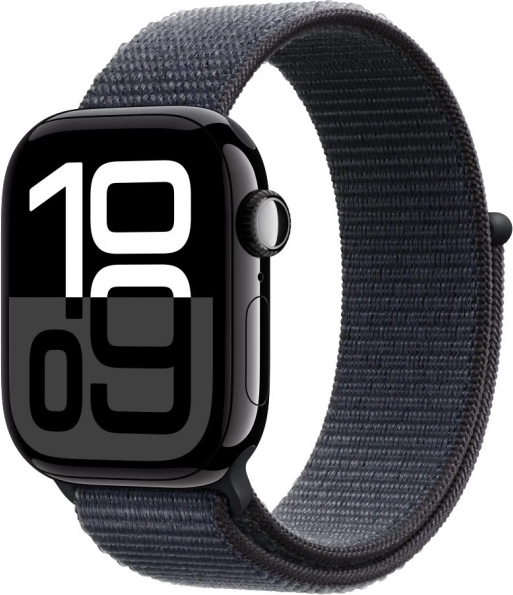 Apple Watch Series 10 GPS 42 mm aluminijasto ohišje v barvi oniks z modrim športnim paščkom
