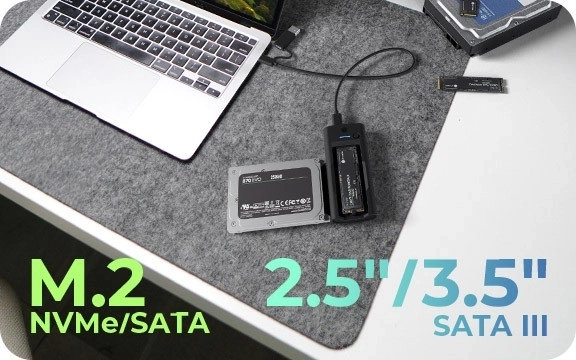 Namizna priklopna postaja za SSD in NVMe diske