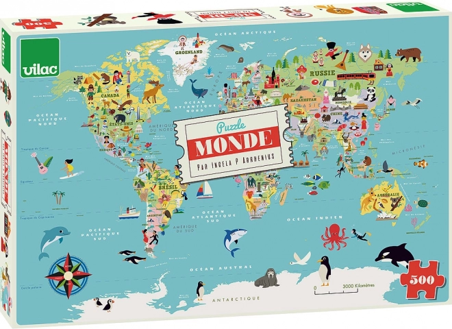 Vilac puzzle zemljevid sveta 500 koščkov