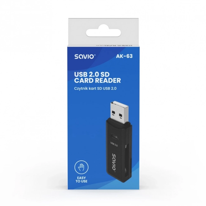 Bralnik kartic SD, USB 2.0, 480 Mb/s, AK-63
