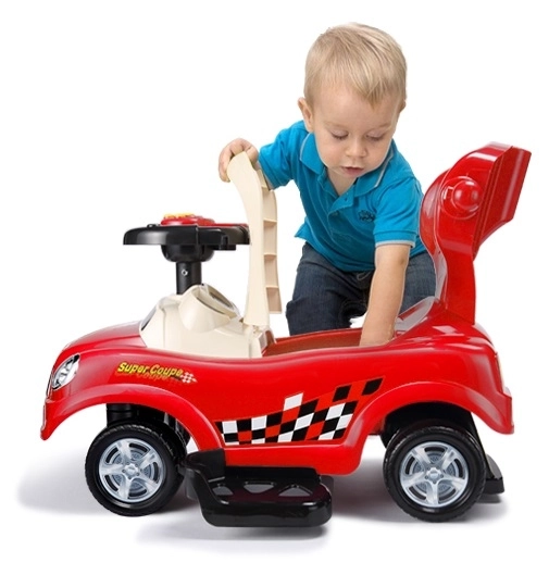 ECOTOYS Vozilo z zvoki in vodilno palico Rdeči Avto