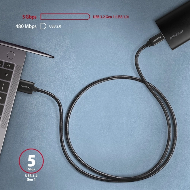 Kabel USB-C na USB-A 1,5 m USB 3.2 Gen 1 3A ALU pleten