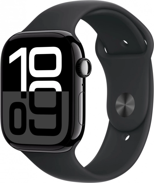 Apple Watch Series 10 GPS 46 mm s črnim športnim paščkom – velikost S/M