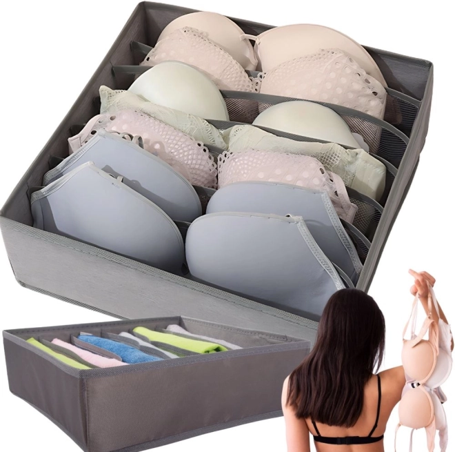 Organizator za nedrčke s 6 predelki, siv