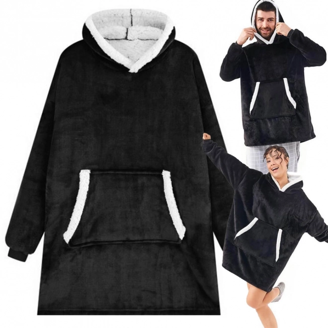 Topla oversize majica s krznom in kapuco