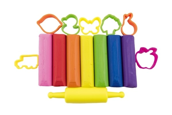 Modelina/Plastelina NARA 430g 8ks z modeli 10ks z valjčkom z dodatki v plast. škatli 21x12x8cm