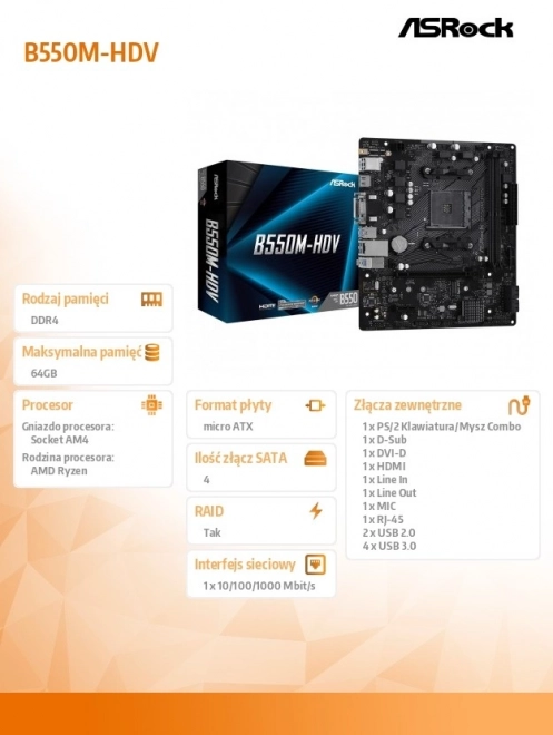 Osnovna plošča ASRock B550M-HDV