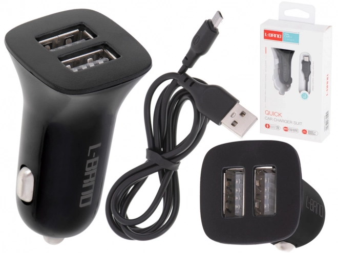 Polnilec za avto L-BRNO Dual USB + mikro