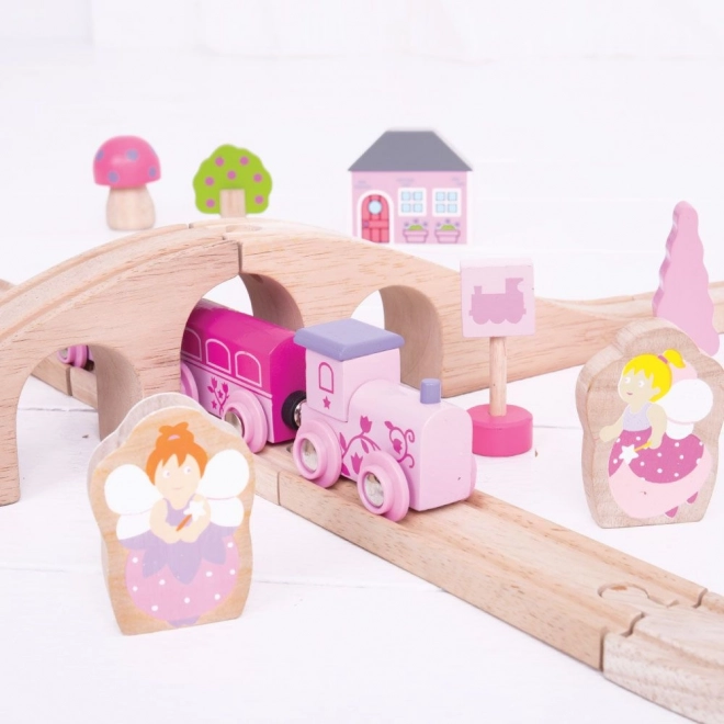 Bigjigs Rail Lesena vlakovna proga za princese 35 delov