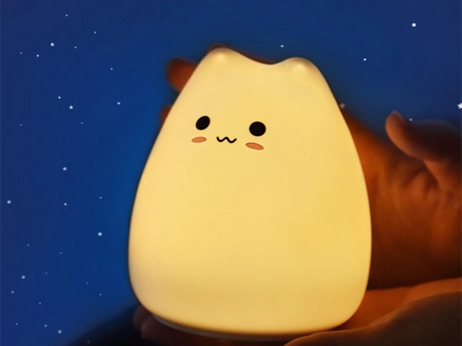 Otroška silikonska nočna lučka Mačka RGB na dotik