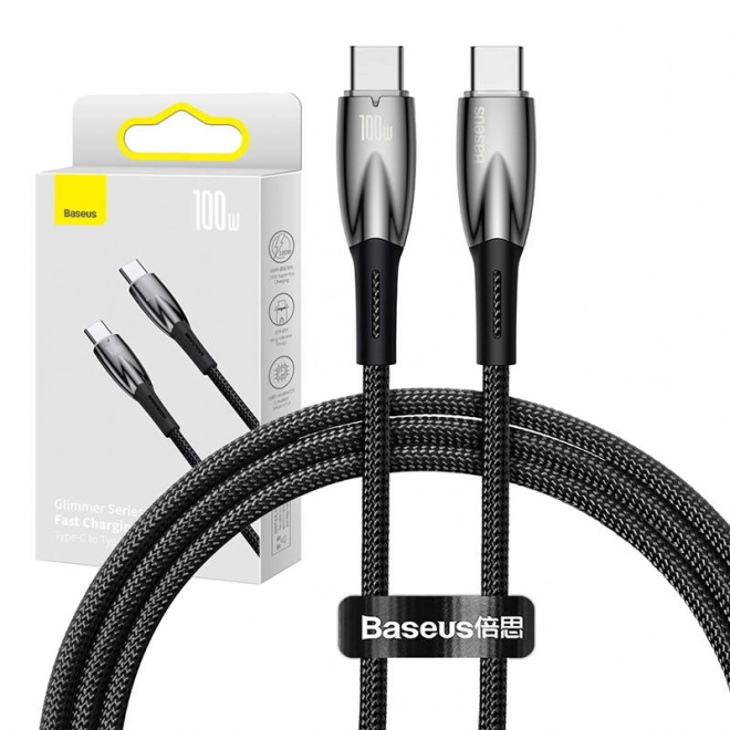 Kabel Baseus Glimmer USB-C na USB-C 100W 1m črn