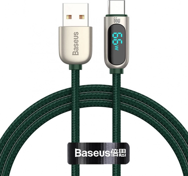 Baseus kabel USB na USB‑C z zaslonom 66 W, 1 m, zelen