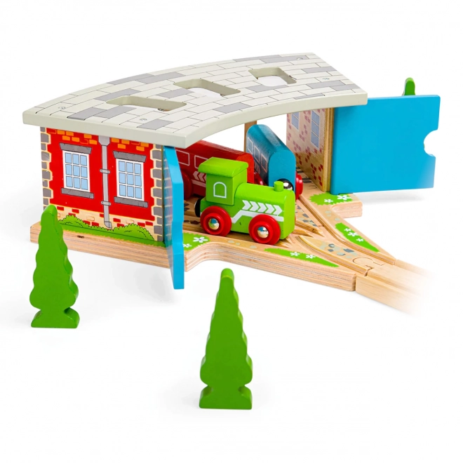 Bigjigs Rail Trojno depo z vrati