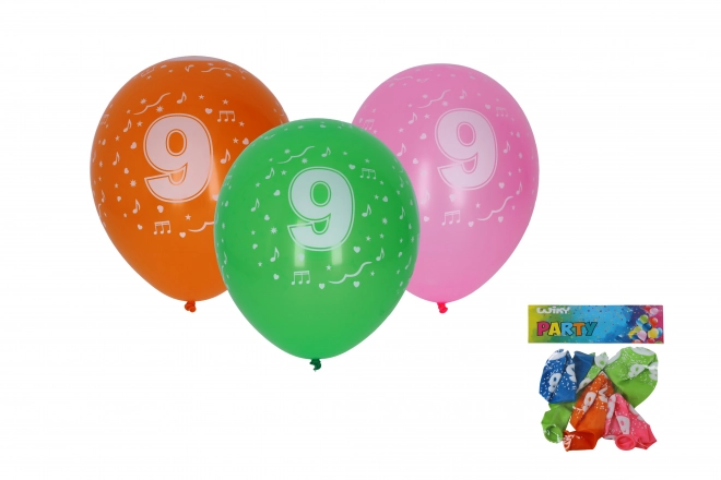 Napihljiv balon s številko 9 30 cm - 5 kosov