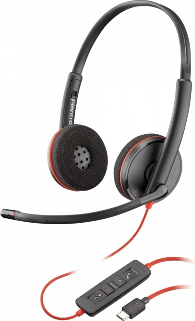 Žična stereo naglavna slušalka USB Poly Blackwire 3220 z adapterjem USB‑C/USB‑A