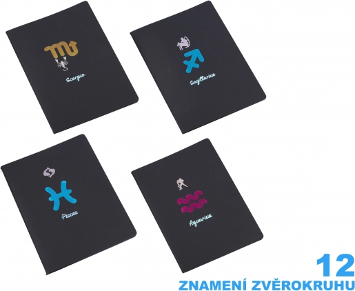 Zodiac beležka 18,5x25,5 cm s 26 črnimi obloženimi stranmi