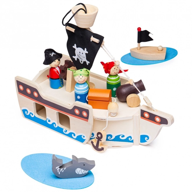 Lesena piratska ladja s priborom od Bigjigs Toys