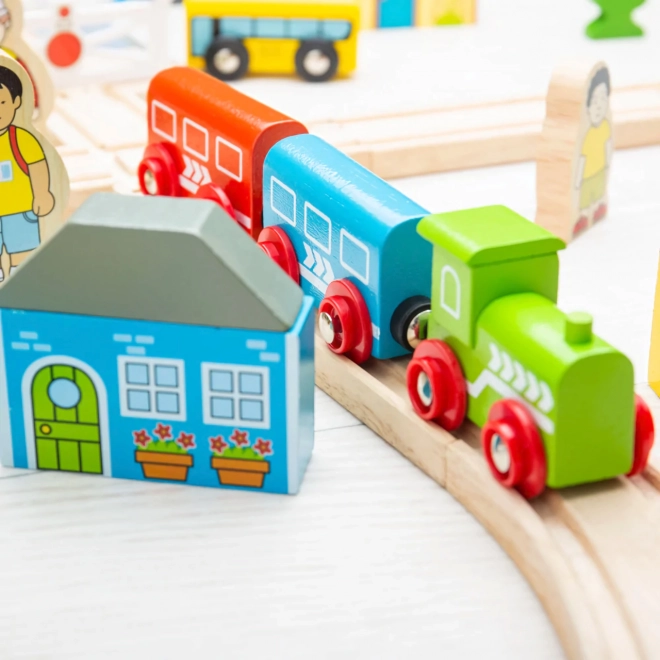 Bigjigs Rail Leseni vlak središče mesto in vas 101 delov
