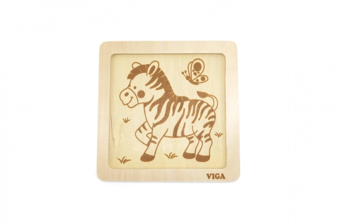 Lesena sestavljanka 4 deli - zebra