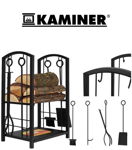 Stojalo za les pri kaminu z dodatki Kaminer
