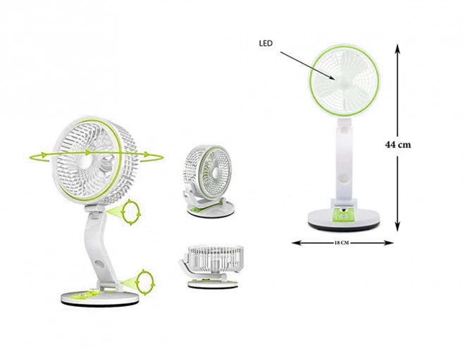 Prenosni zložljivi ventilator z LED svetlobo