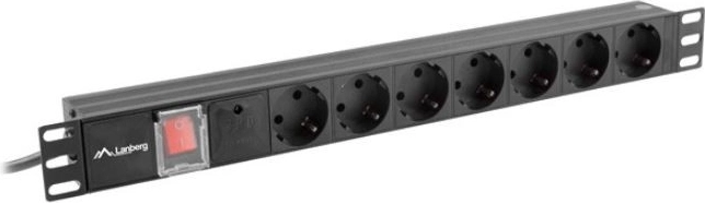PDU 19" rack napajalni modul 1U 10A 7x SCHUKO 2 m črna C14